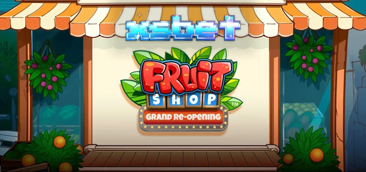 Visual vibrante e colorido do jogo de slot Fruit Shop Grand Re-Opening com frutas brilhantes.